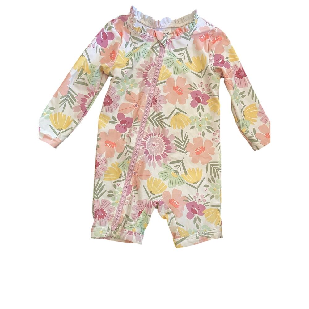 CARTERS Floral Swim One-Piece Rash Guard Baby Girl 6 MONTHS